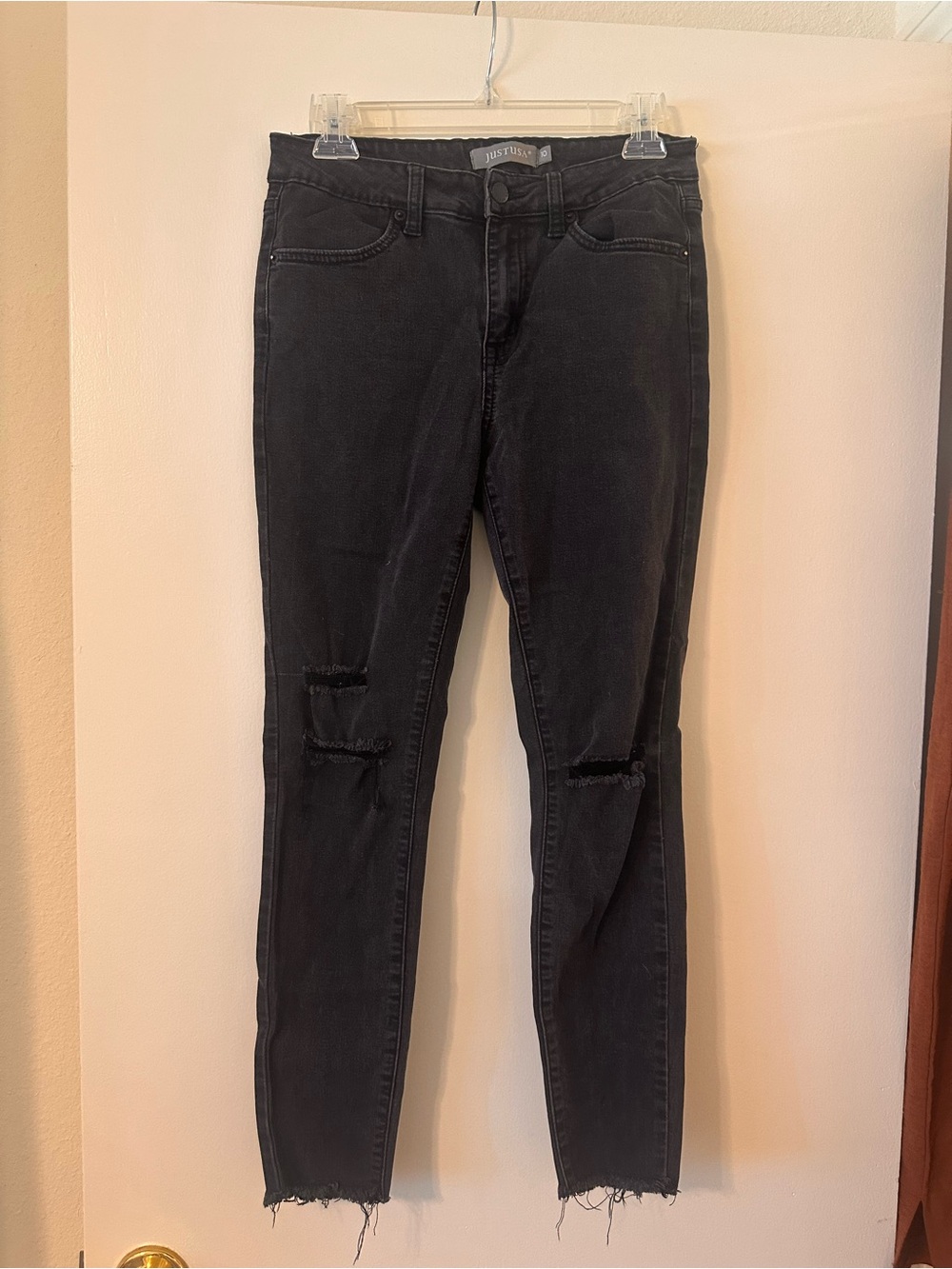 Just USA Black Ripped High-Rise Skinny Jeans